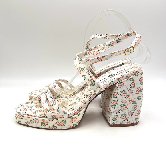 Katy Perry Size 9 The Meadow White Pink Floral Chunky Block Heel Sandals Shoes - Picture 6 of 15
